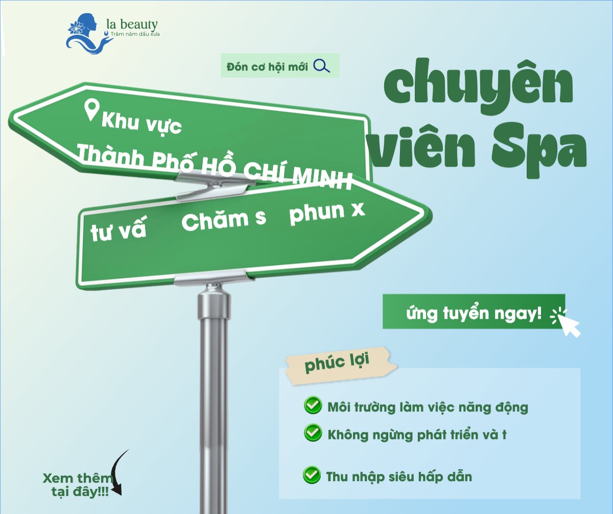 Mẫu Bài post MXH ngang Nhân viên spa, tuyển dụng, beauty, làm đẹp, thẩm mỹ, cosmetic, hiện đại, modern — LayerPic