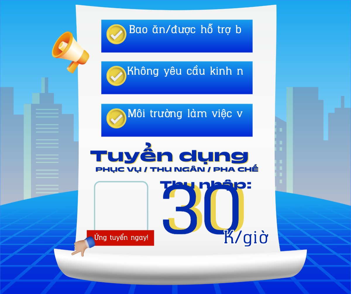 Mẫu Bài post MXH ngang Phục vụ, tuyển dụng, nước uống, juice, giải khát, F&B, drink, hiện đại, modern — LayerPic