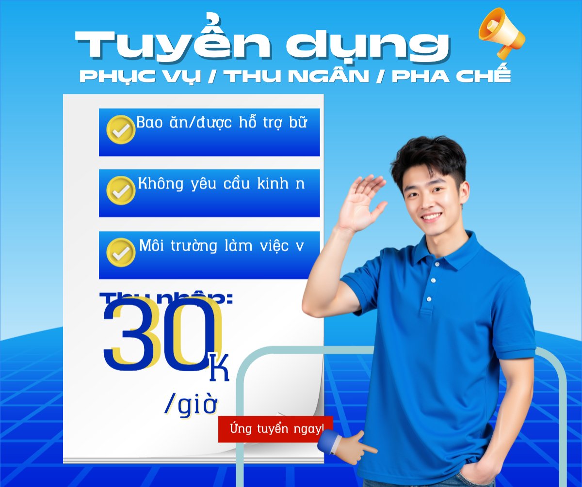 Mẫu Bài post MXH ngang Phục vụ, tuyển dụng, nước uống, juice, giải khát, F&B, drink, hiện đại, modern — LayerPic