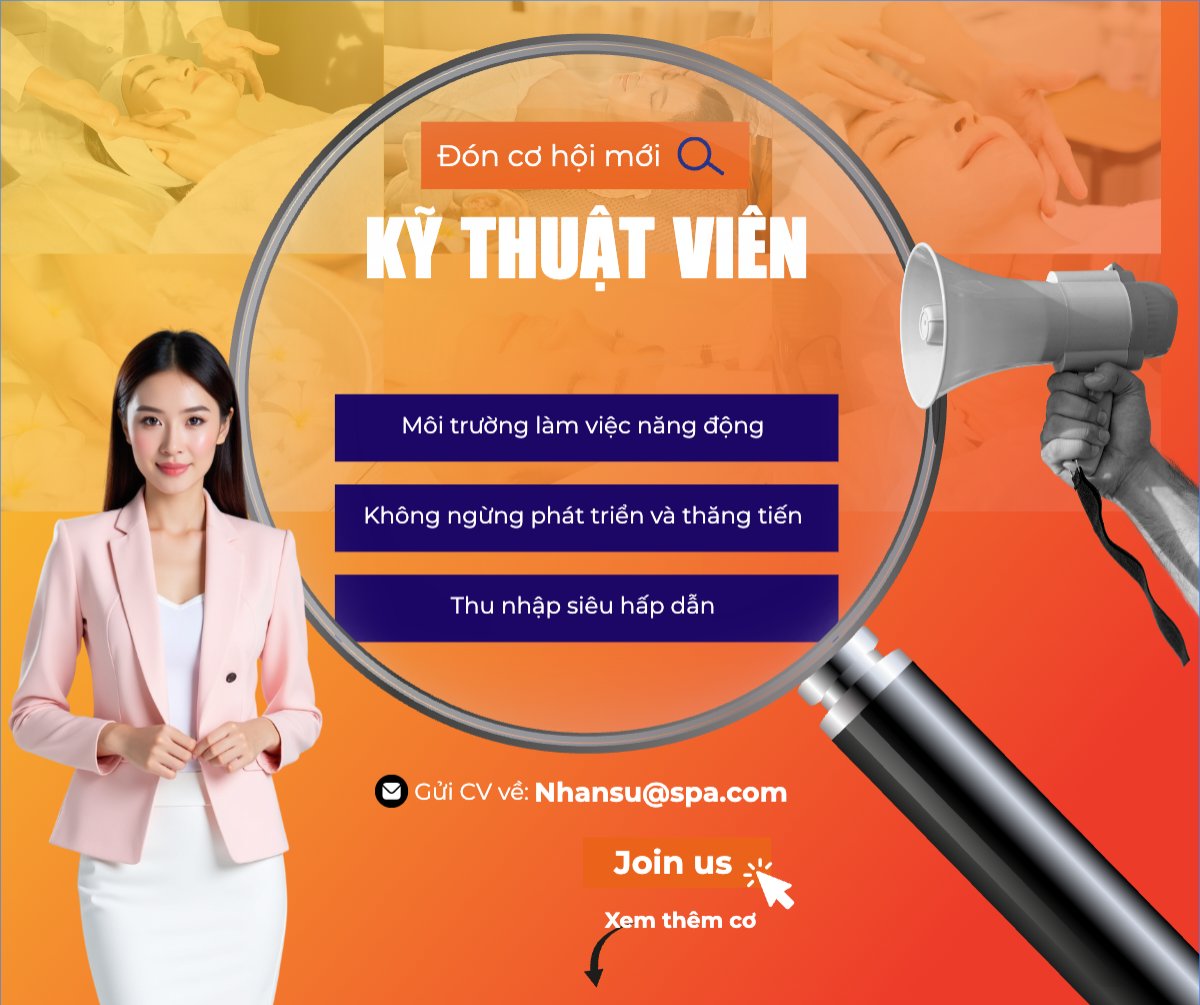 Mẫu Bài post MXH ngang Spa, tuyển dụng, beauty, làm đẹp, thẩm mỹ, cosmetic, hiện đại, modern — LayerPic