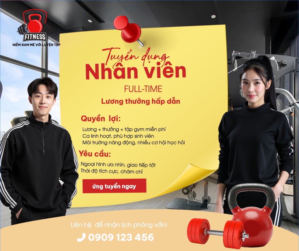 Mẫu Bài post MXH ngang Gym, tuyển dụng, spa, beauty, làm đẹp, thẩm mỹ, sức khỏe, heathy, hiện đại, modern — LayerPic
