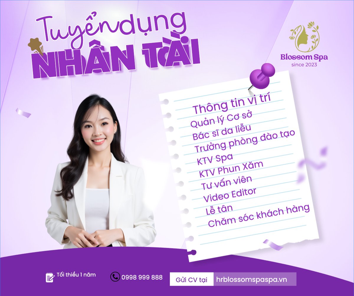 Mẫu Bài post MXH ngang Spa, tuyển dụng, beauty, làm đẹp, thẩm mỹ, cosmetic, hiện đại, morden — LayerPic
