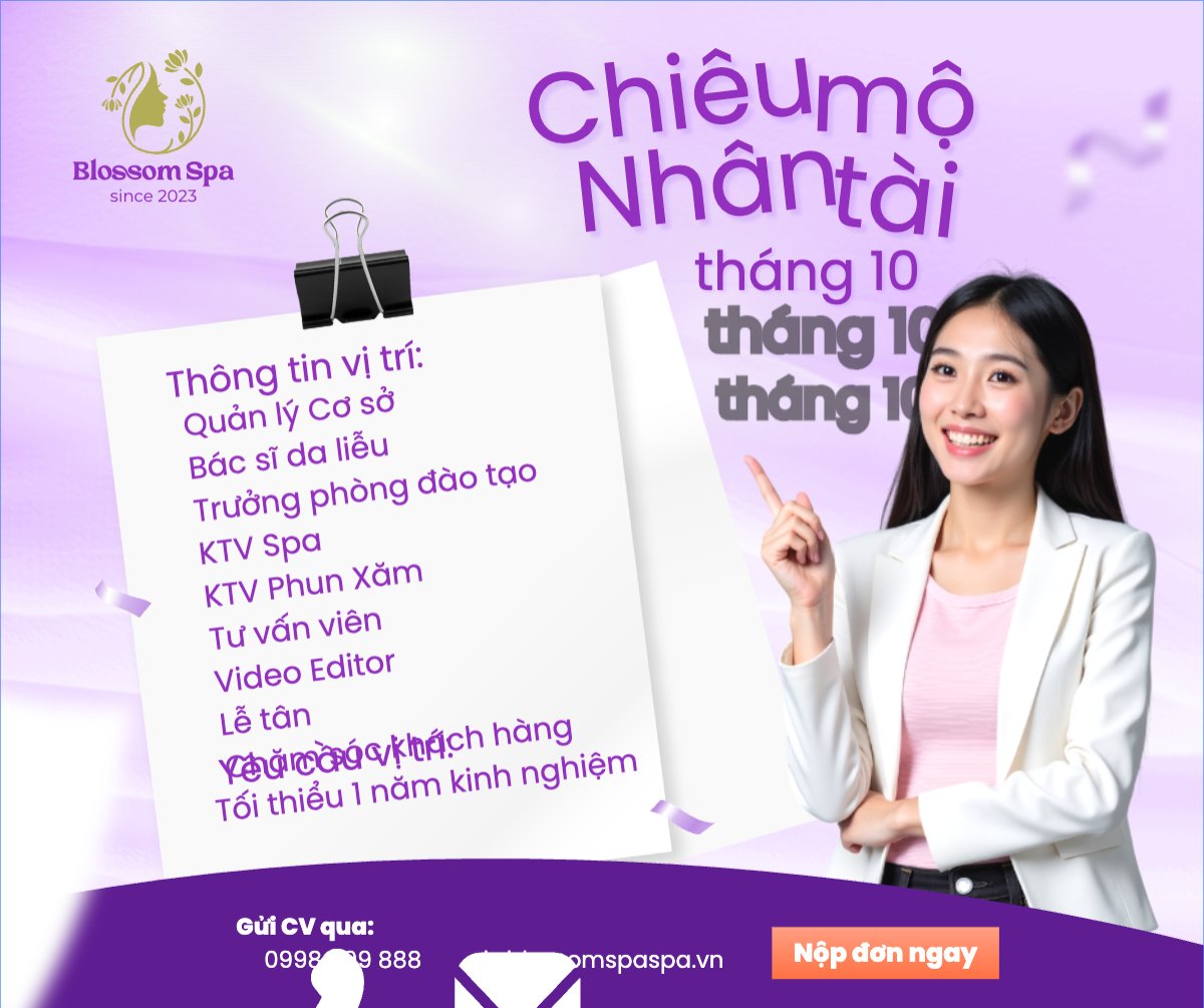 Mẫu Bài post MXH ngang Spa, tuyển dụng, beauty, làm đẹp, thẩm mỹ, cosmetic, hiện đại, morden — LayerPic