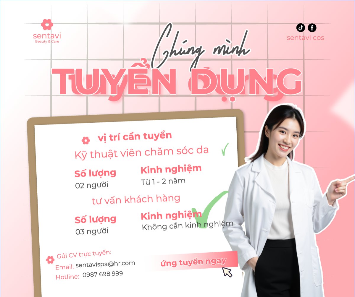 Mẫu Bài post MXH ngang Spa, tuyển dụng, beauty, làm đẹp, thẩm mỹ, thẩm mỹ viện , cosmetic, hiện đại, modern — LayerPic