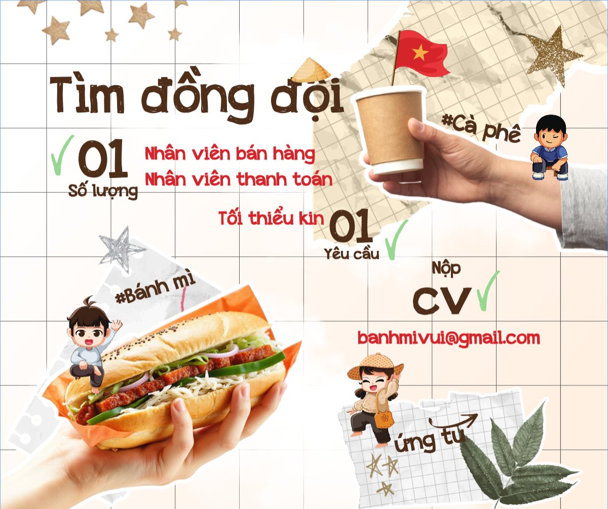 Mẫu Bài post MXH ngang Bánh mì, bán hàng, tuyển dụng, đồ ăn, food, thực phẩm, ẩm thực, món ăn, F&B, thức ăn — LayerPic