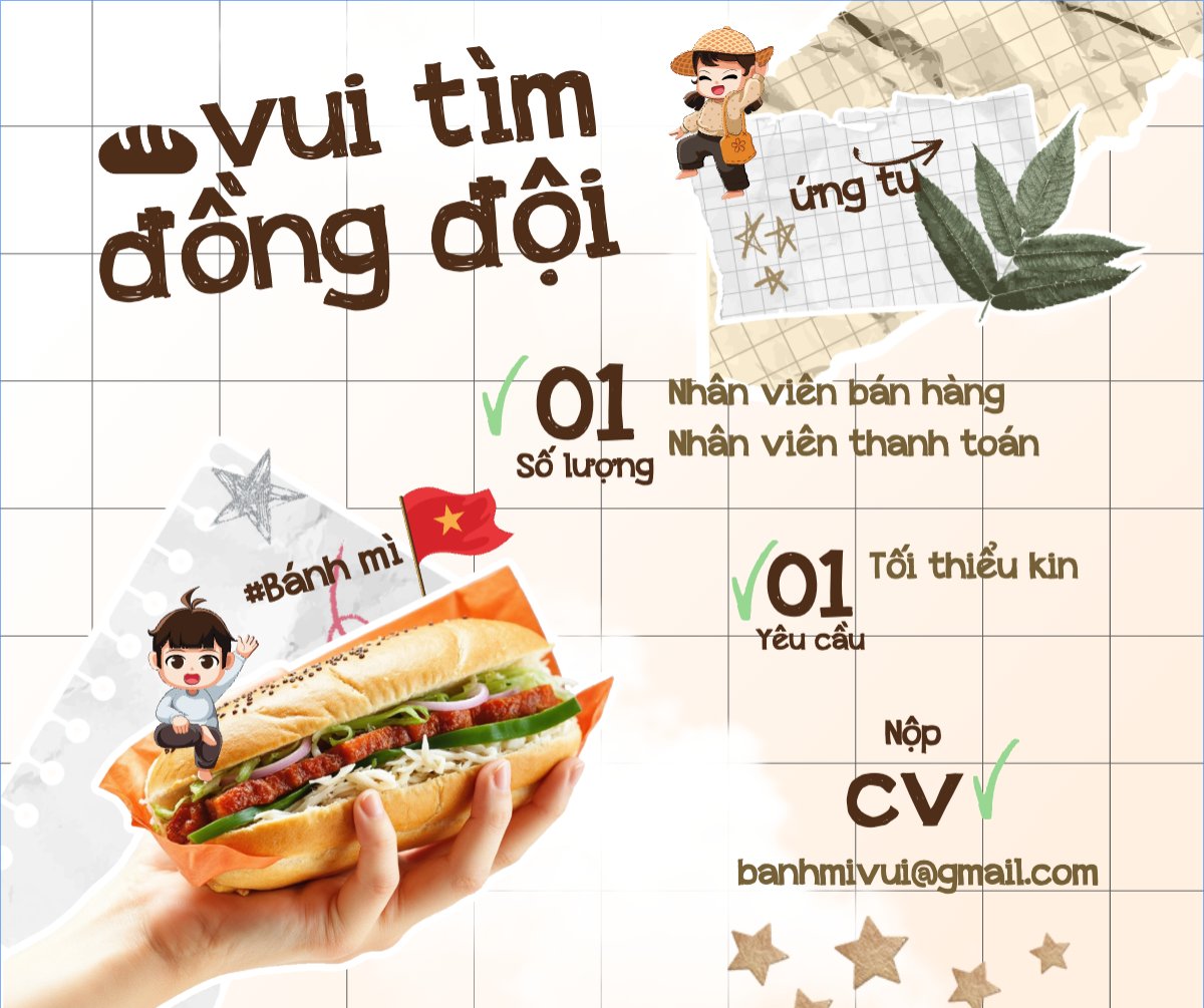 Mẫu Bài post MXH ngang Bánh mì, bán hàng, tuyển dụng, đồ ăn, food, thực phẩm, ẩm thực, món ăn, F&B, thức ăn — LayerPic