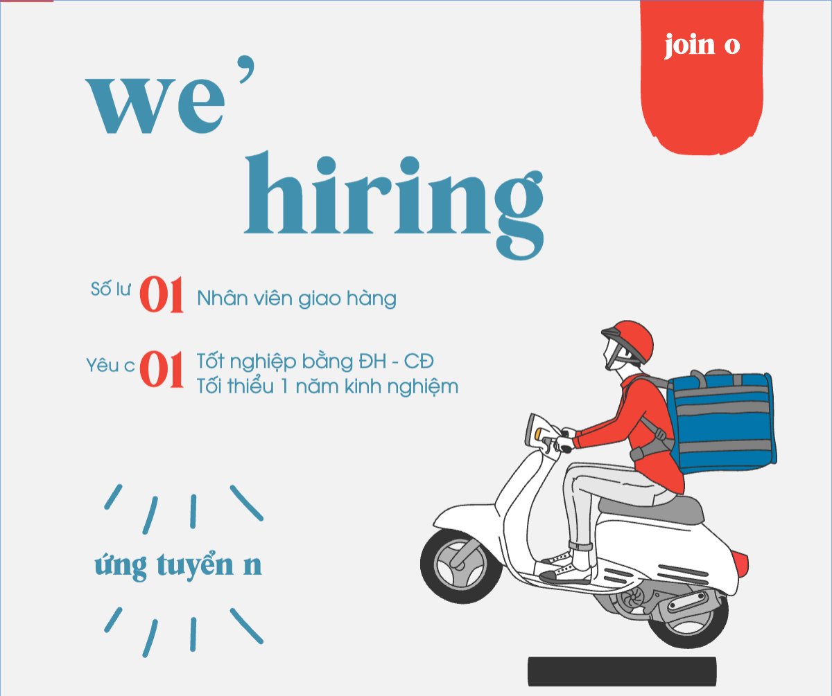 Mẫu Bài post MXH ngang Giao hàng, shipper, nhân viên, văn phòng, office, dễ thương, cute — LayerPic