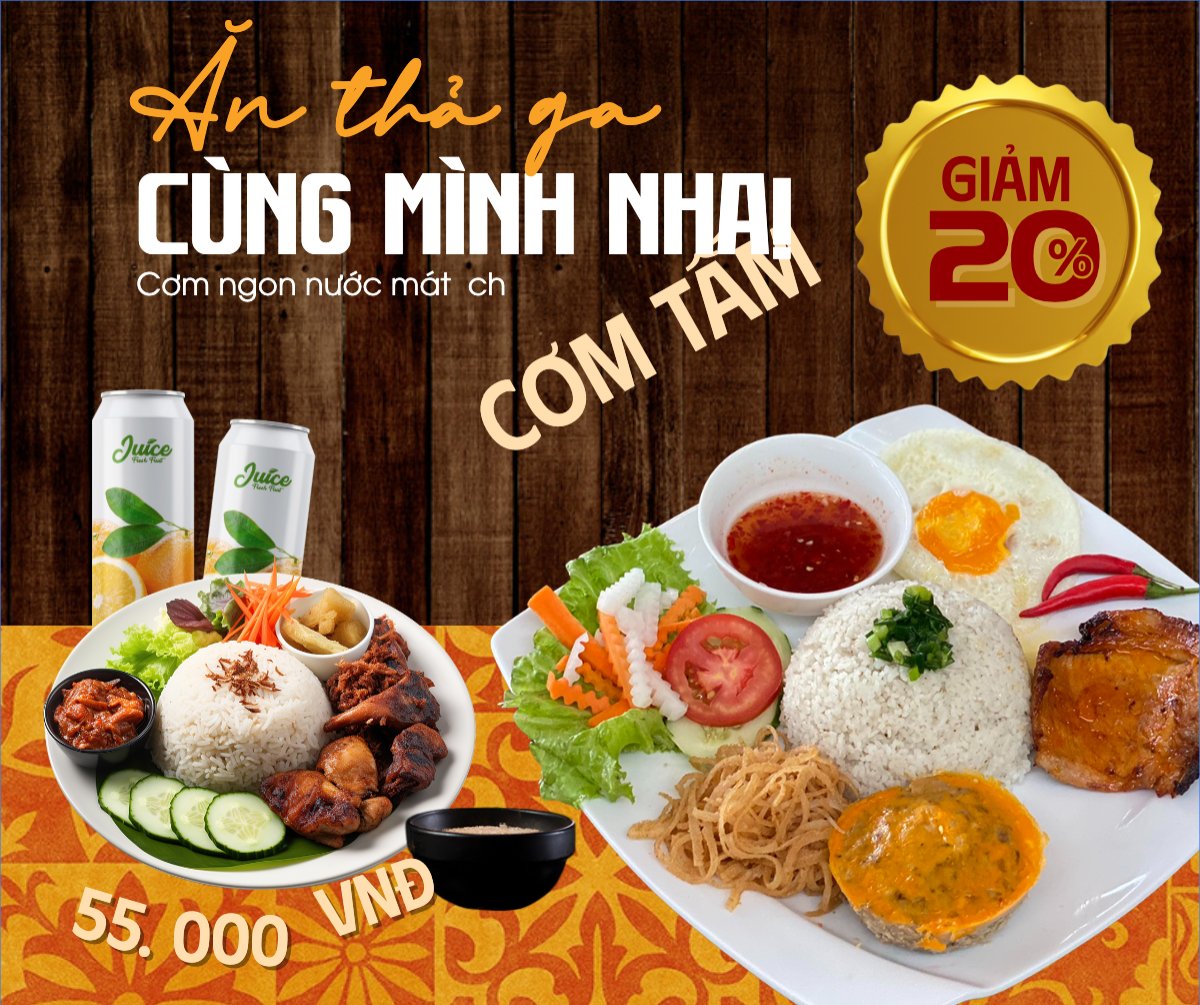 Mẫu Bài post MXH ngang Cơm tấm, Món ăn Việt Nam, đồ ăn, food, thực phẩm, ẩm thực, món ăn, F&B, thức ăn, cổ điển, vintage, retro, classic, truyền thống — LayerPic
