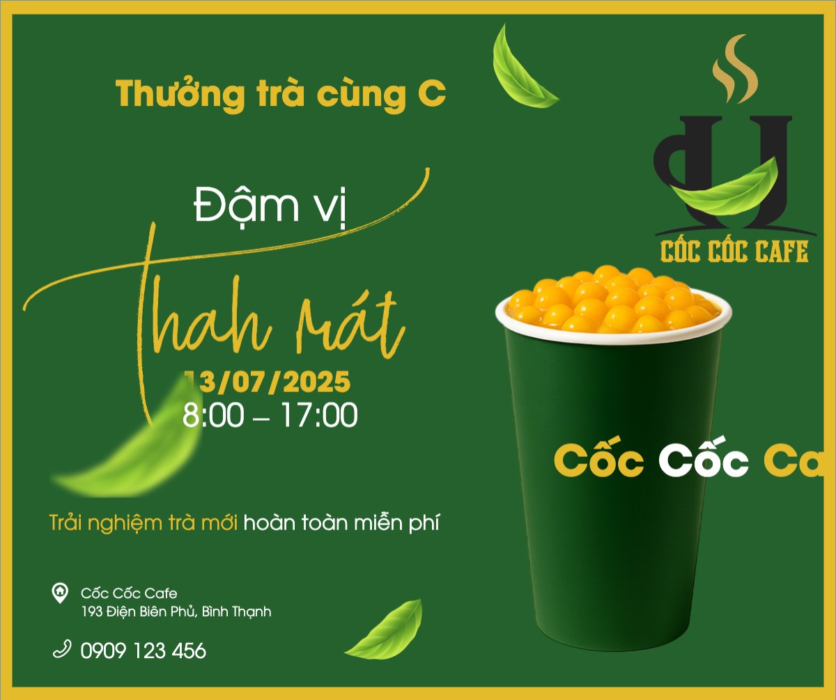 Mẫu Bài post MXH ngang Trà sữa, milk tea, nước uống, juice, giải khát, F&B, drink, dễ thương, hiện đại — LayerPic