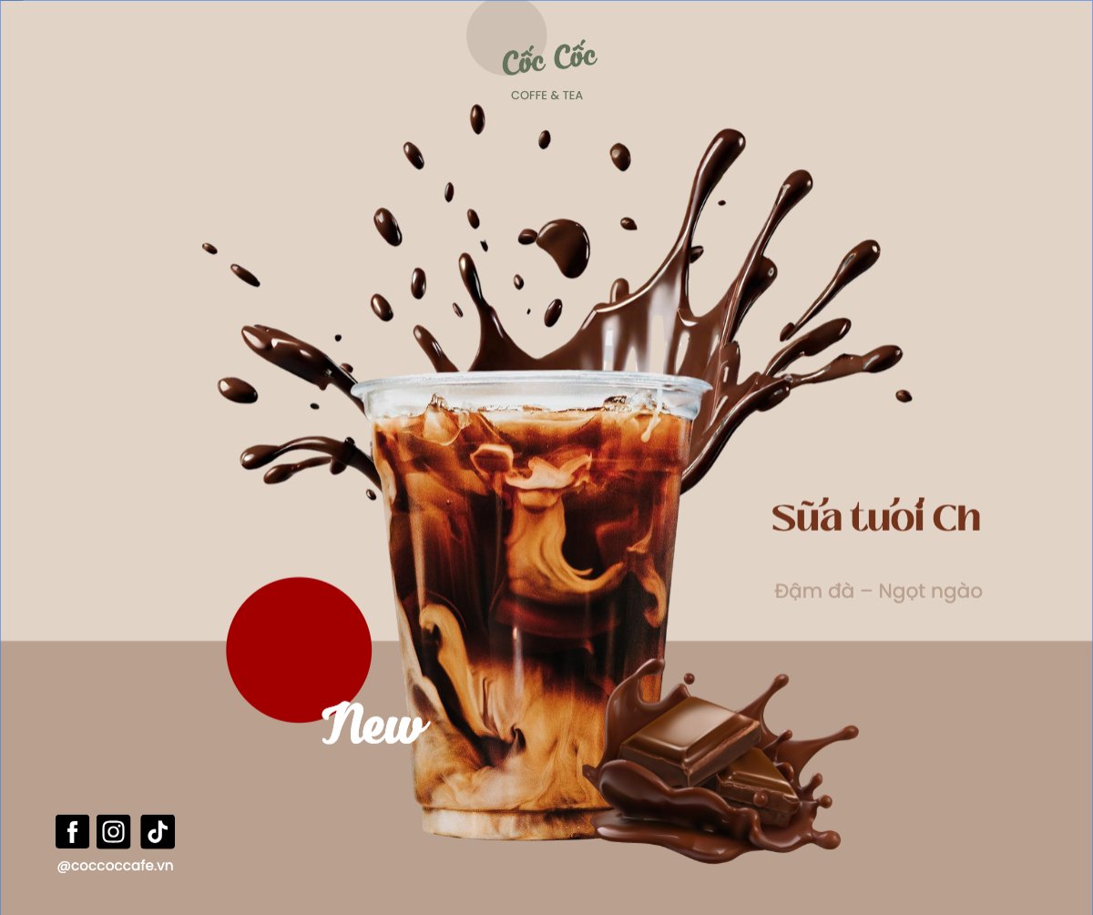 Mẫu Bài post MXH ngang Cà phê, coffee, cà phê, nước uống, juice, giải khát, F&B, drink, dễ thương, hiện đại — LayerPic