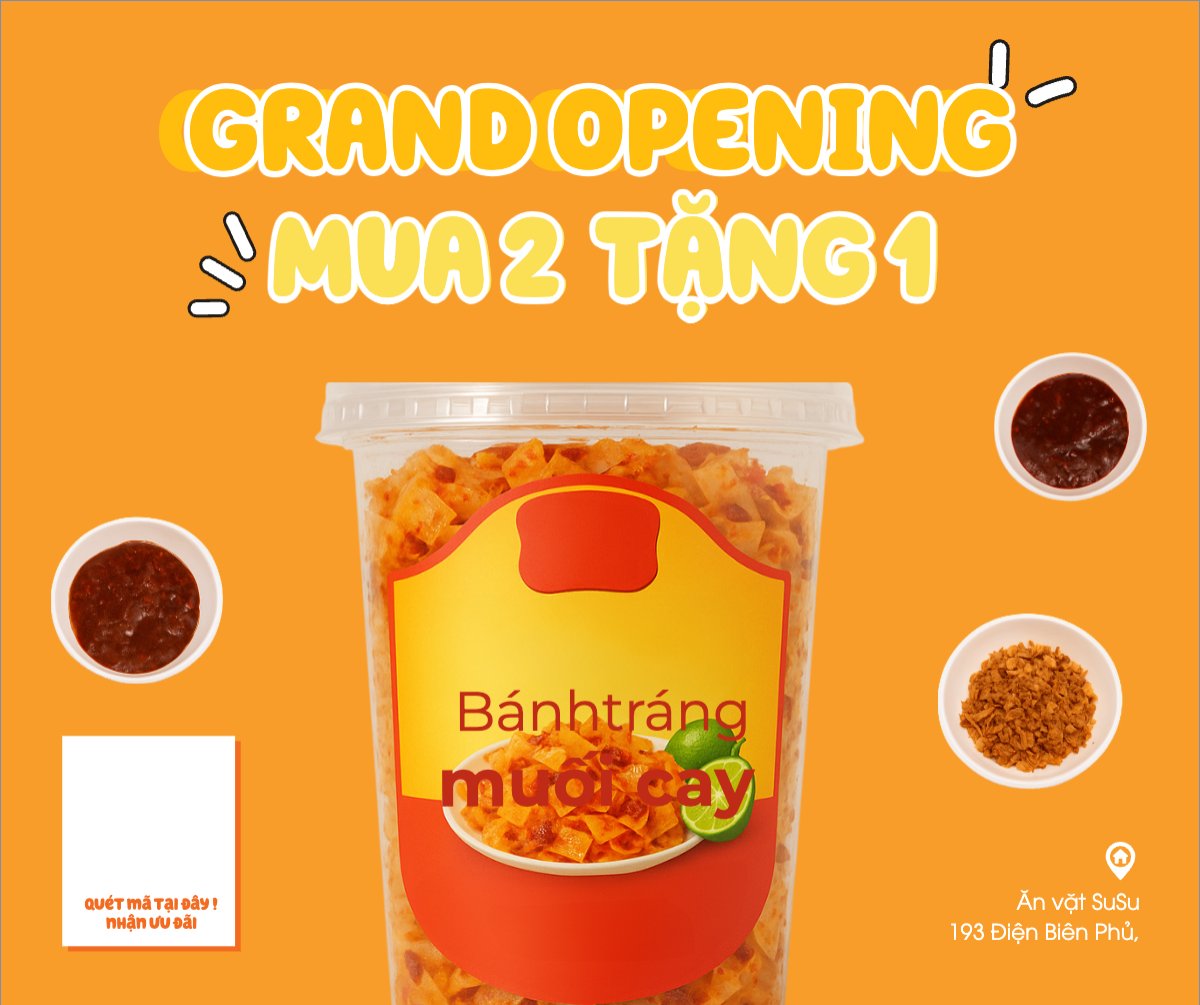 Mẫu Bài post MXH ngang Bánh tráng, đồ ăn, food, thực phẩm, ẩm thực, món ăn, F&B, nhà hàng, thức ăn, dễ thương, hiện đại — LayerPic