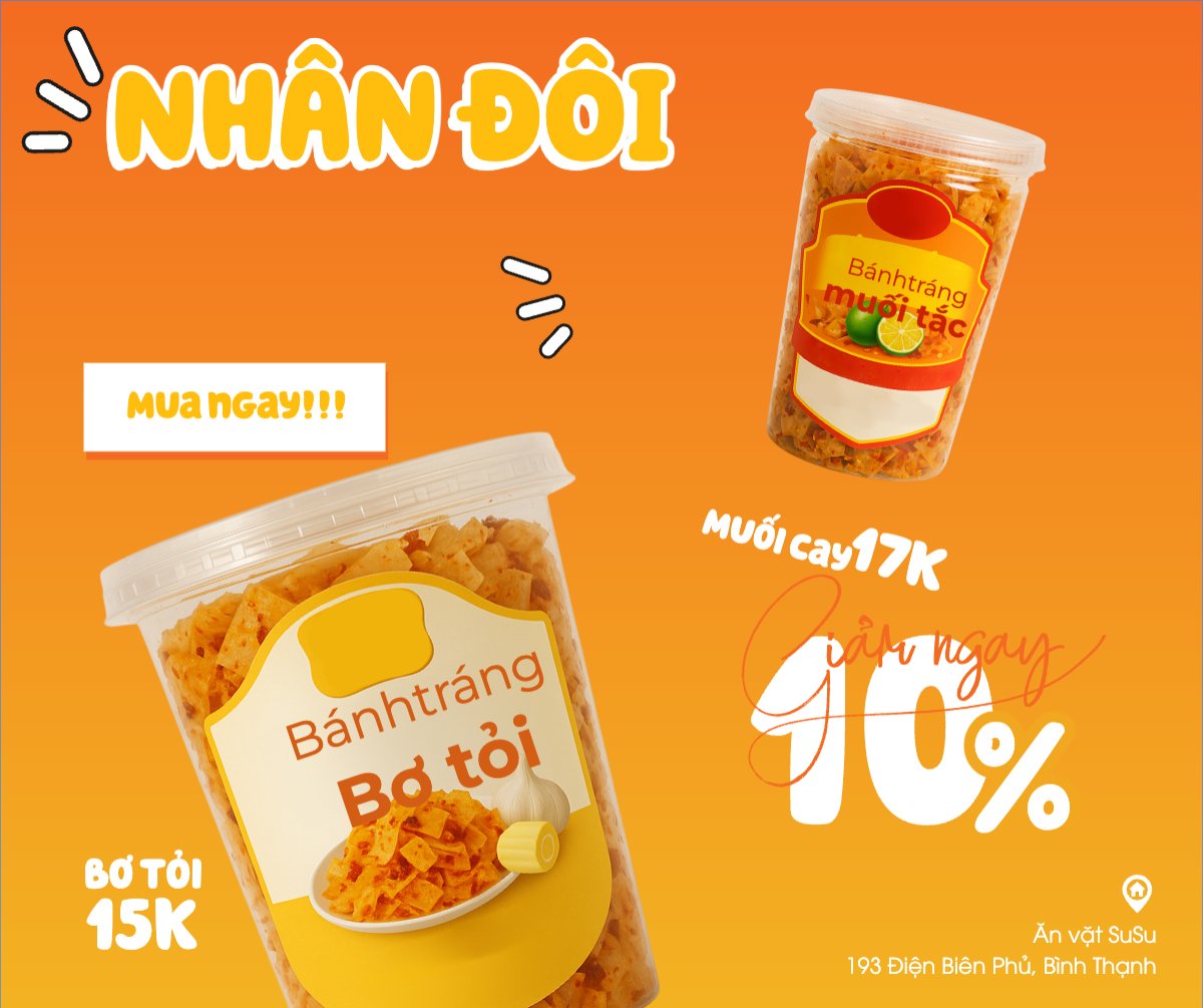 Mẫu Bài post MXH ngang Bánh tráng, đồ ăn, food, thực phẩm, ẩm thực, món ăn, F&B, nhà hàng, thức ăn, dễ thương, hiện đại — LayerPic