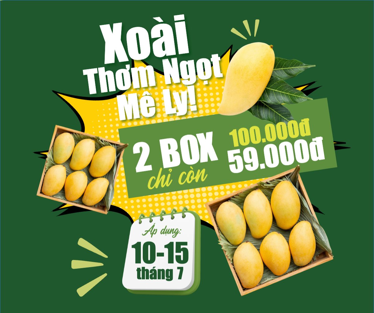 Mẫu Bài post MXH ngang Xoài, trái cây, đồ ăn, food, thực phẩm, ẩm thực, món ăn, F&B, nhà hàng, thức ăn, y2k, cổ điển, vintage, retro, classic — LayerPic