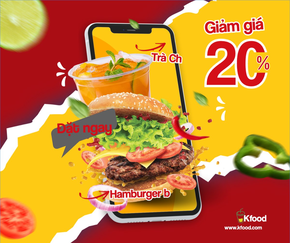 Mẫu Bài post MXH ngang Hamburger, đồ ăn, fastfood, food, thực phẩm, ẩm thực, món ăn, F&B, nhà hàng, thức ăn, hiện đại — LayerPic