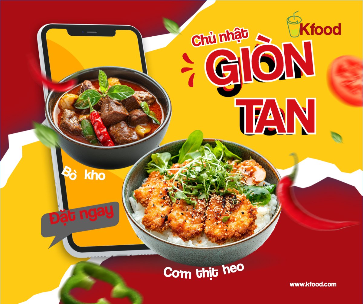 Mẫu Bài post MXH ngang Cơm, bò kho, đồ ăn, fastfood, food, thực phẩm, ẩm thực, món ăn, F&B, nhà hàng, thức ăn, hiện đại — LayerPic