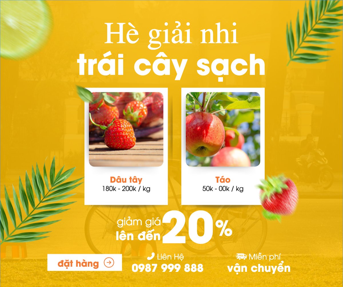 Mẫu Bài post MXH ngang Trái cây, fruit, Đồ ăn, food, thực phẩm, ẩm thực, món ăn, F&B, nhà hàng, thức ăn, hiện đại — LayerPic