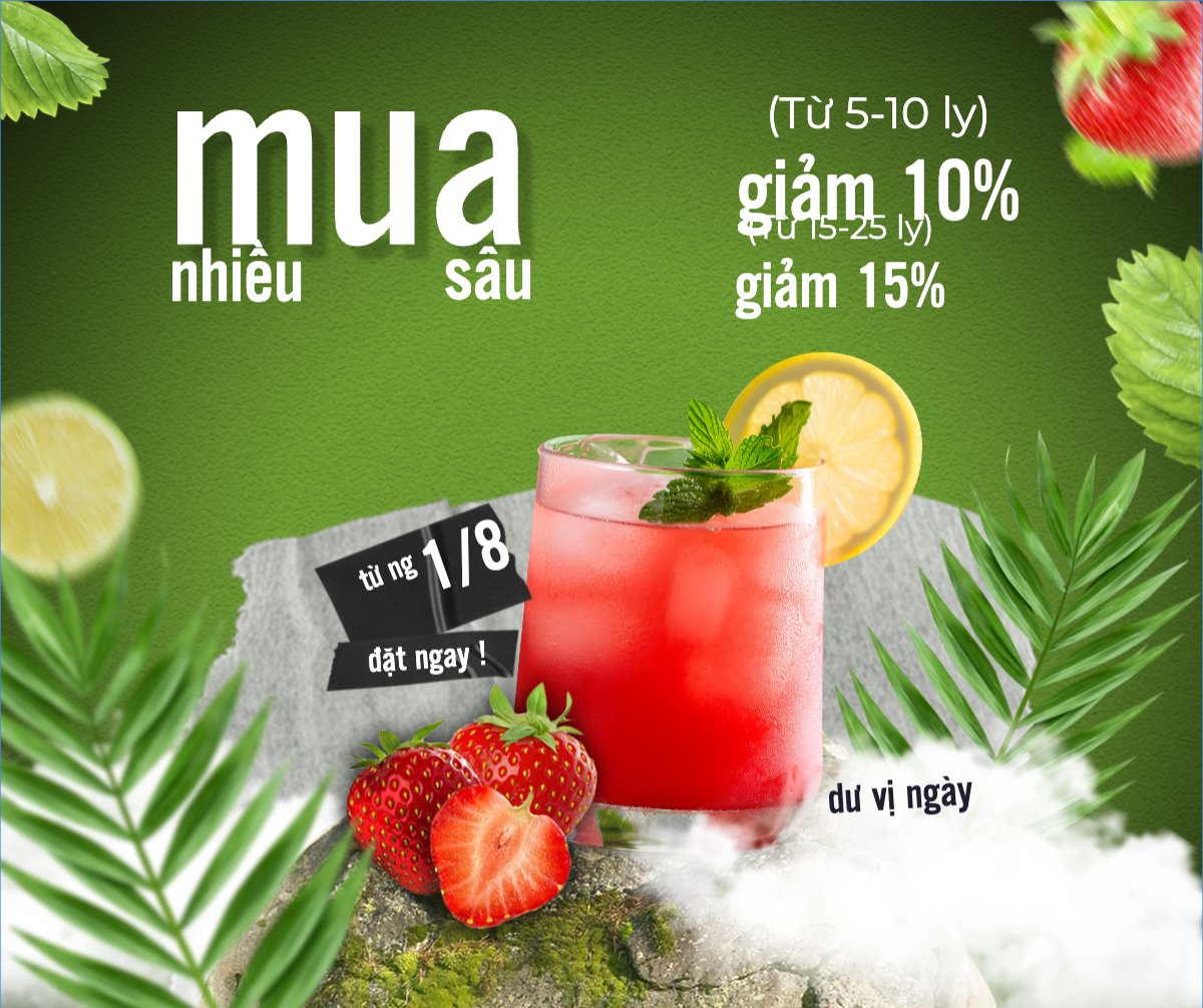 Mẫu Bài post MXH ngang Trà dâu, nước uống, juice, giải khát, F&B, drink, cafe, coffee, cà phê, trà sữa, milk tea, hiện đại — LayerPic