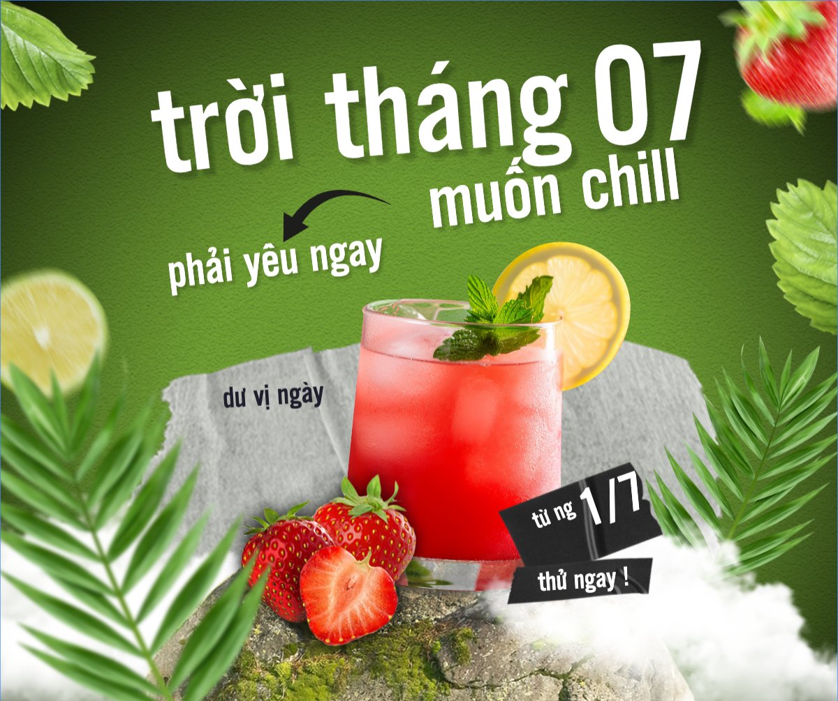 Mẫu Bài post MXH ngang Trà dâu, nước uống, juice, giải khát, F&B, drink, cafe, coffee, cà phê, trà sữa, milk tea, hiện đại — LayerPic