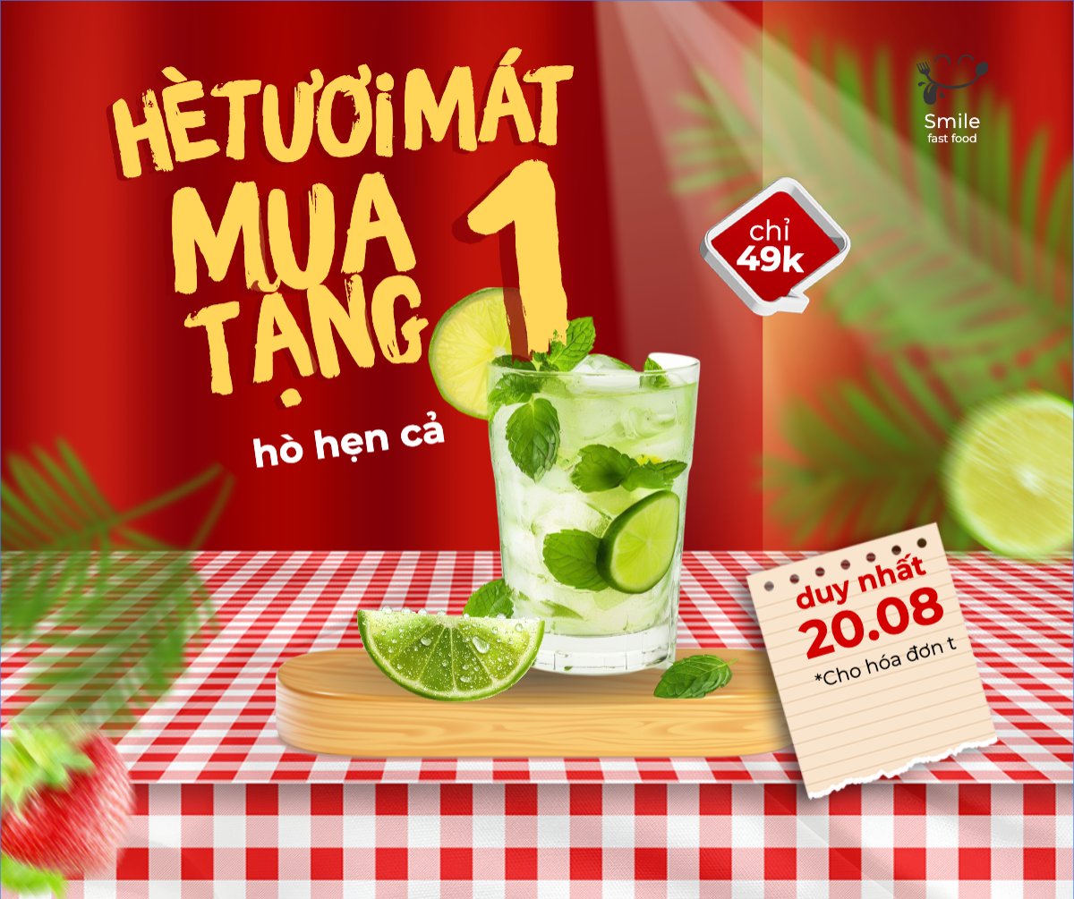 Mẫu Bài post MXH ngang Trà chanh, lemontea, soda, nước uống, juice, giải khát, F&B, drink, hiện đại — LayerPic