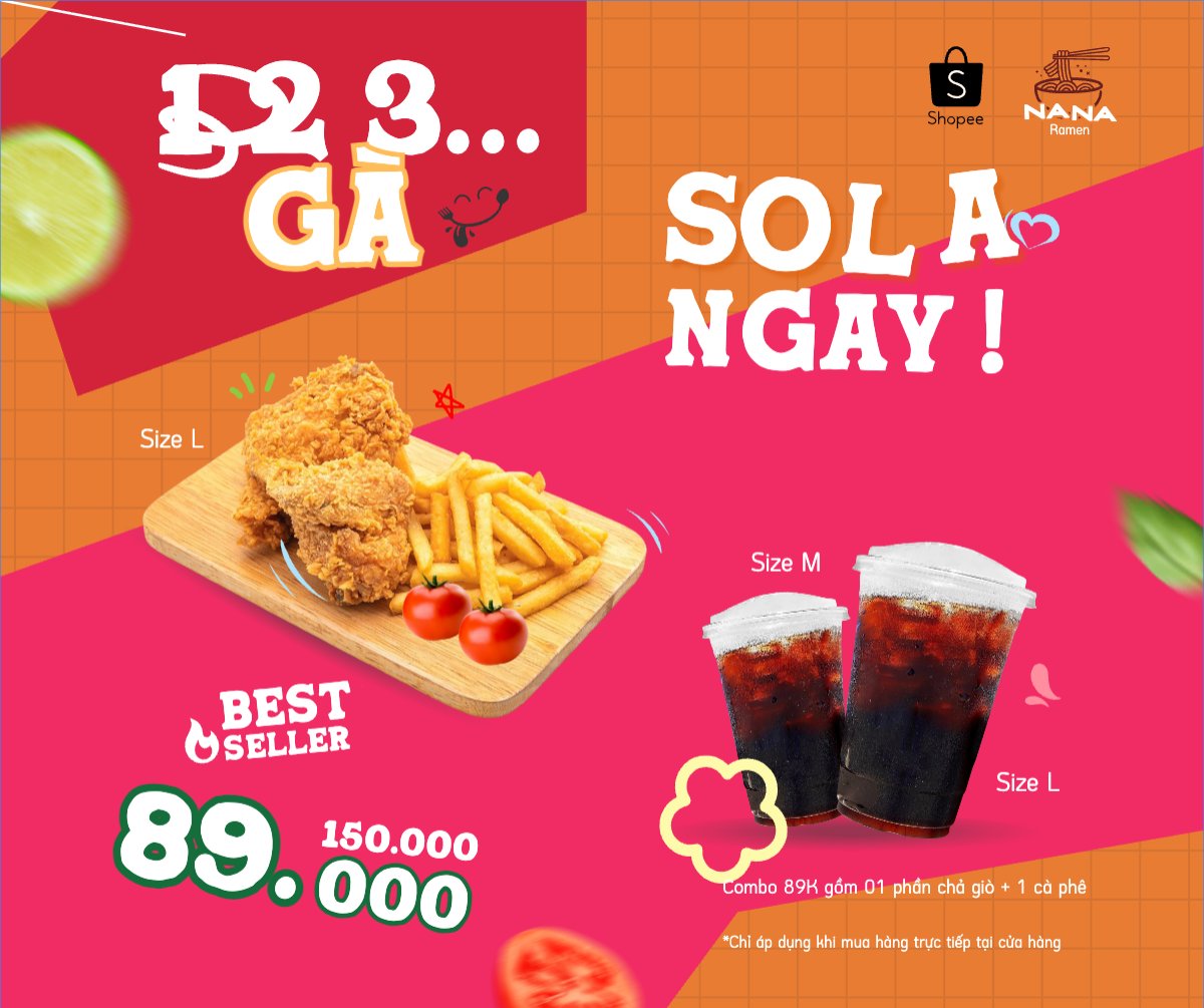 Mẫu Bài post MXH ngang Gà, gà rán, nước uống, đồ ăn, food, thực phẩm, ẩm thực, món ăn, F&B, nhà hàng, thức ăn, dễ thương, hiện đại — LayerPic