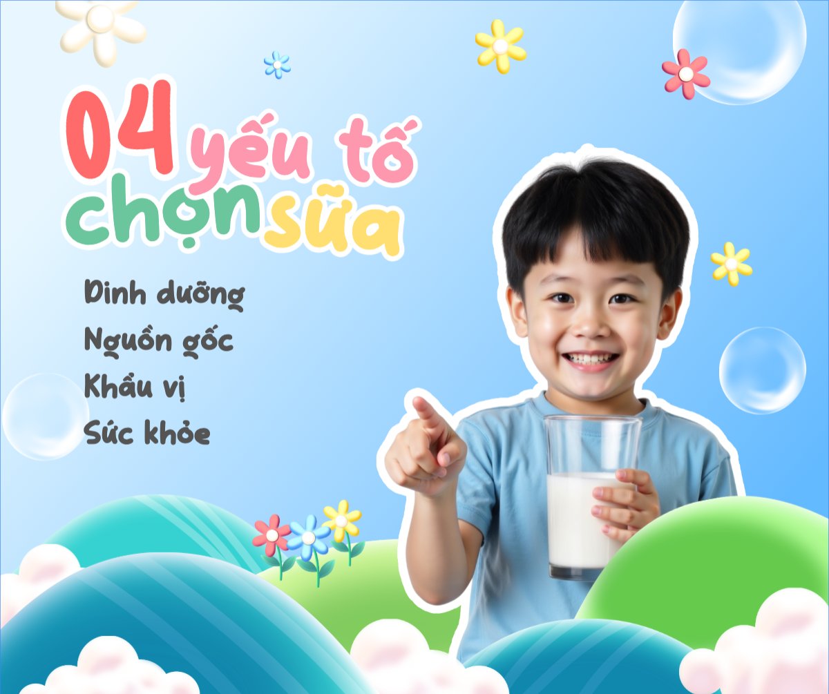 Mẫu Bài post MXH ngang Em bé, baby, trẻ em, kids, sữa, milk, đồ ăn, food, thực phẩm, ẩm thực, món ăn, F&B, thức ăn — LayerPic