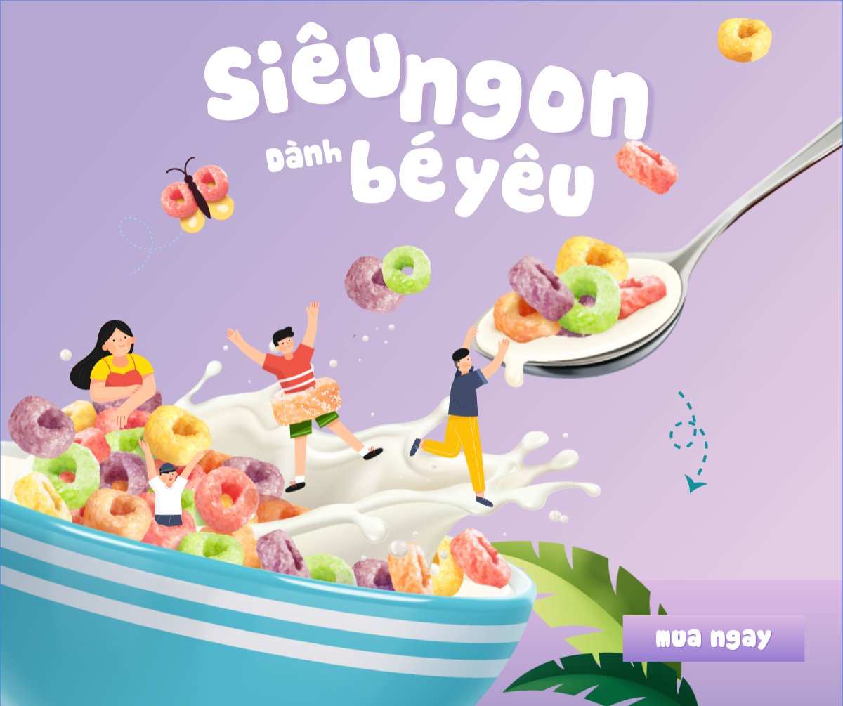 Mẫu Bài post MXH ngang Em bé, baby, trẻ em, kids, ngũ cốc, cereal, đồ ăn, food, thực phẩm, ẩm thực, món ăn, F&B, thức ăn — LayerPic