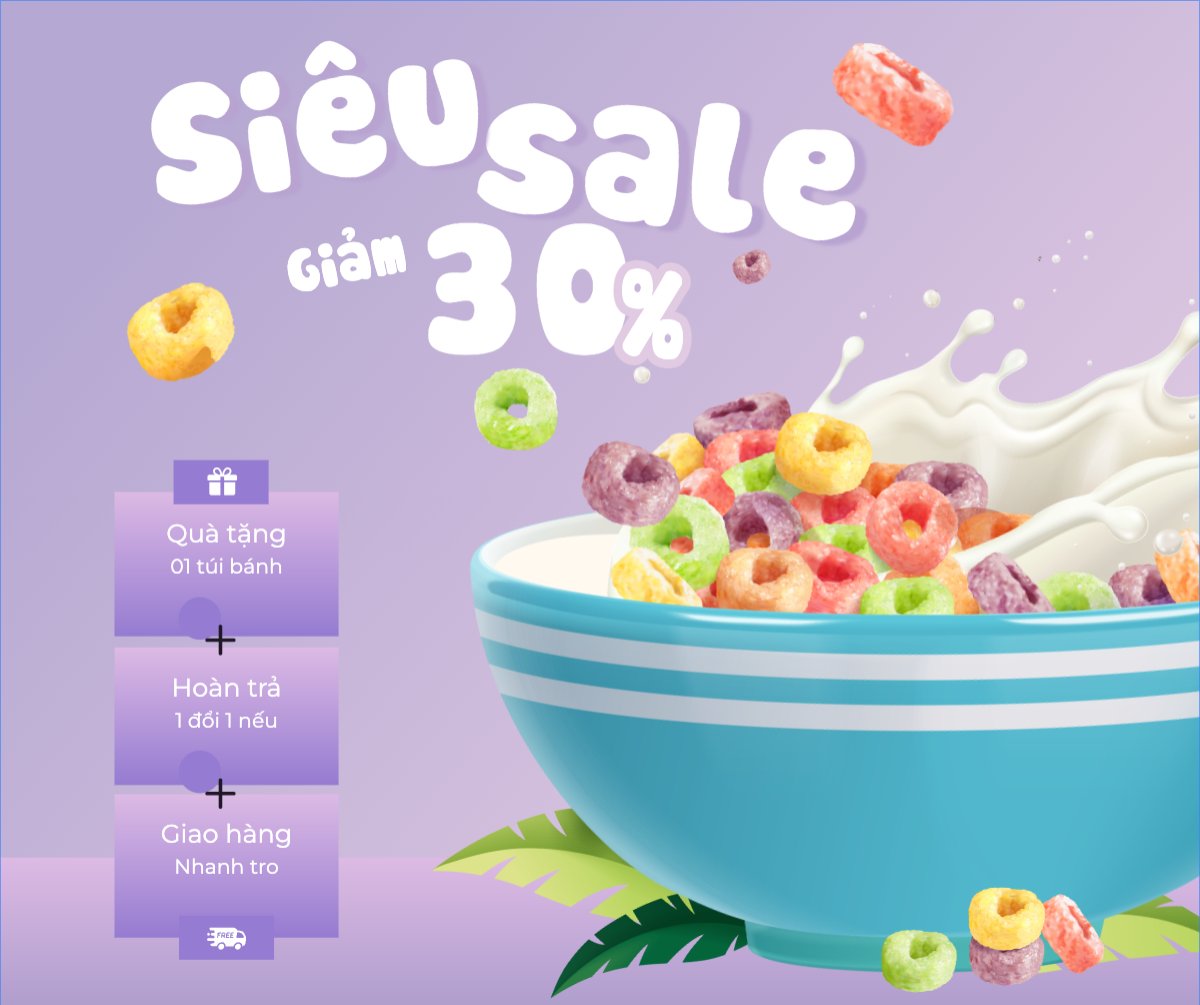 Mẫu Bài post MXH ngang Em bé, baby, trẻ em, kids, ngũ cốc, cereal, đồ ăn, food, thực phẩm, ẩm thực, món ăn, F&B, thức ăn — LayerPic