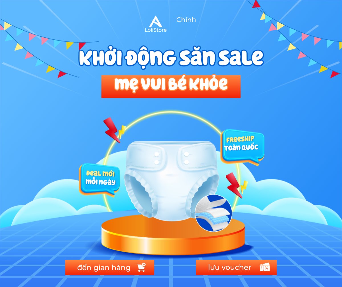 Mẫu Bài post MXH ngang Kids, baby, trẻ em, giảm giá, ưu đãi, sale, sức khỏe, tả, bỉm, quảng cáo, sự kiện, event — LayerPic