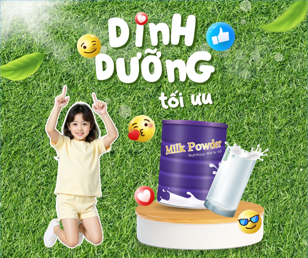 Mẫu Bài post MXH ngang Em bé, baby, trẻ em, kids, sữa, milk, đồ ăn, food, thực phẩm, ẩm thực, nước uống, drink — LayerPic