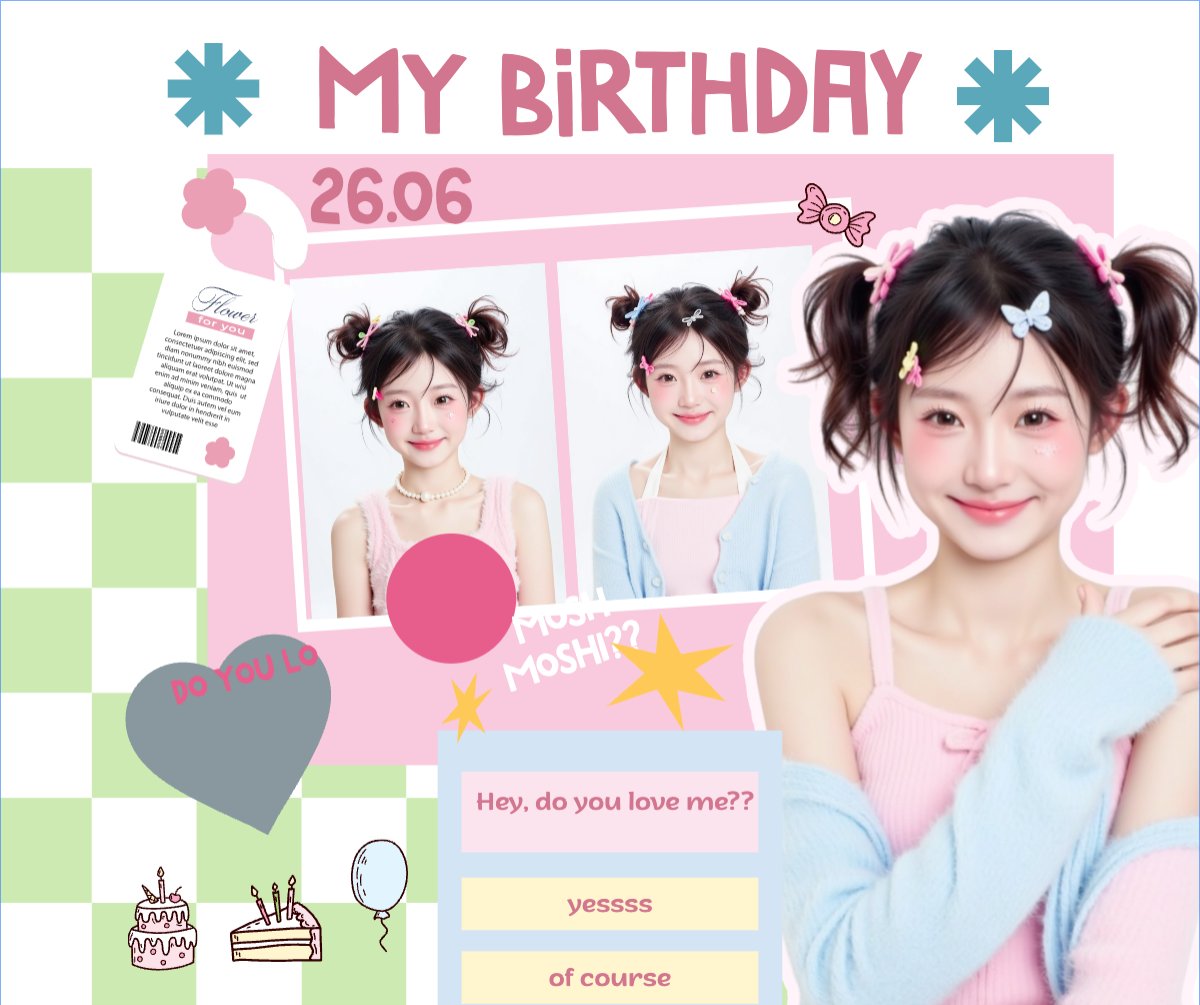 Mẫu Bài post MXH ngang Kpop, idol, thần tượng, sinh nhật, birthday, âm nhạc, music, sự kiện, event, giải trí — LayerPic