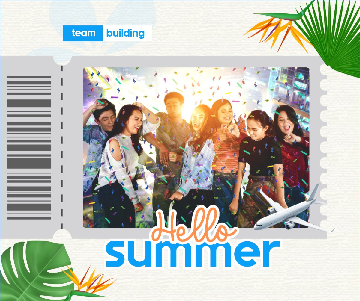 Mẫu Bài post MXH ngang Team building, mùa hè, summer, Du lịch, travel, tourism, trải nghiệm, khám phá — LayerPic