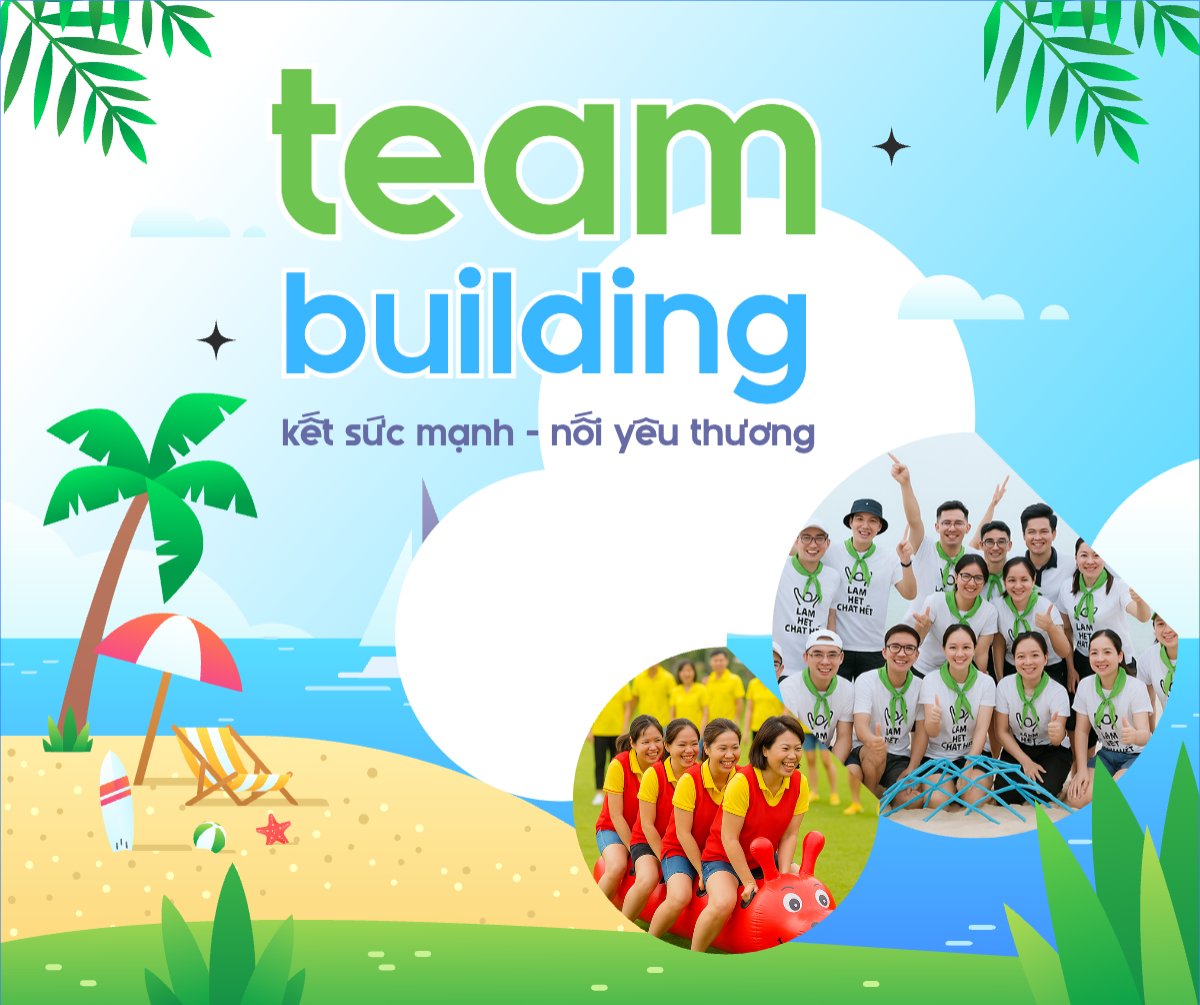 Mẫu Bài post MXH ngang Team building, mùa hè, summer, Du lịch, travel, tourism, trải nghiệm, khám phá — LayerPic