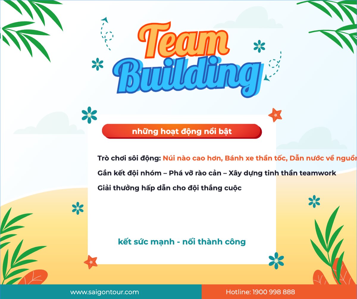 Mẫu Bài post MXH ngang Team building, mùa hè, summer, Du lịch, travel, tourism, trải nghiệm, khám phá — LayerPic