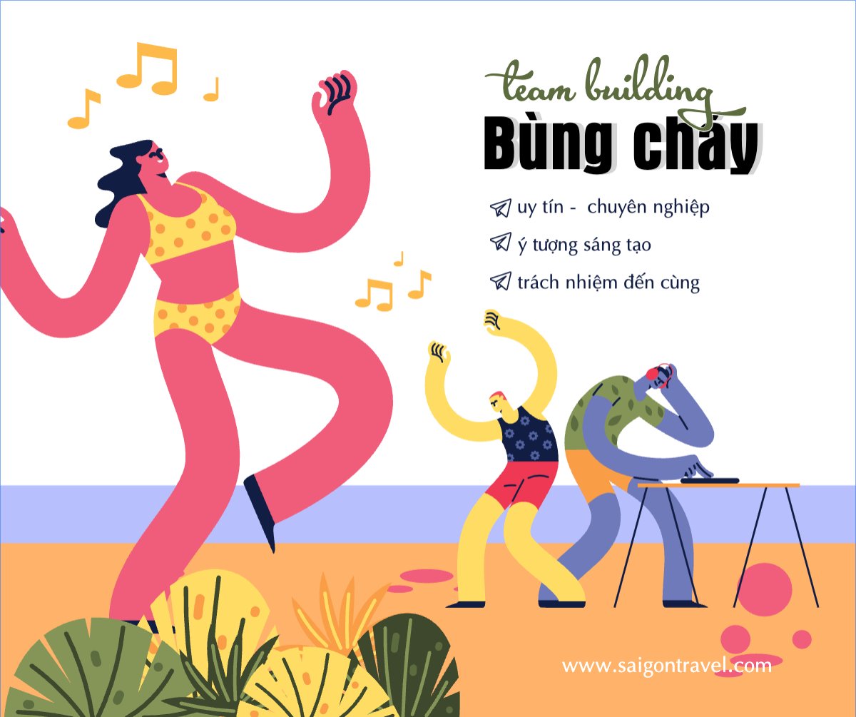 Mẫu Bài post MXH ngang Team building, Du lịch, travel, tourism, trải nghiệm, khám phá — LayerPic