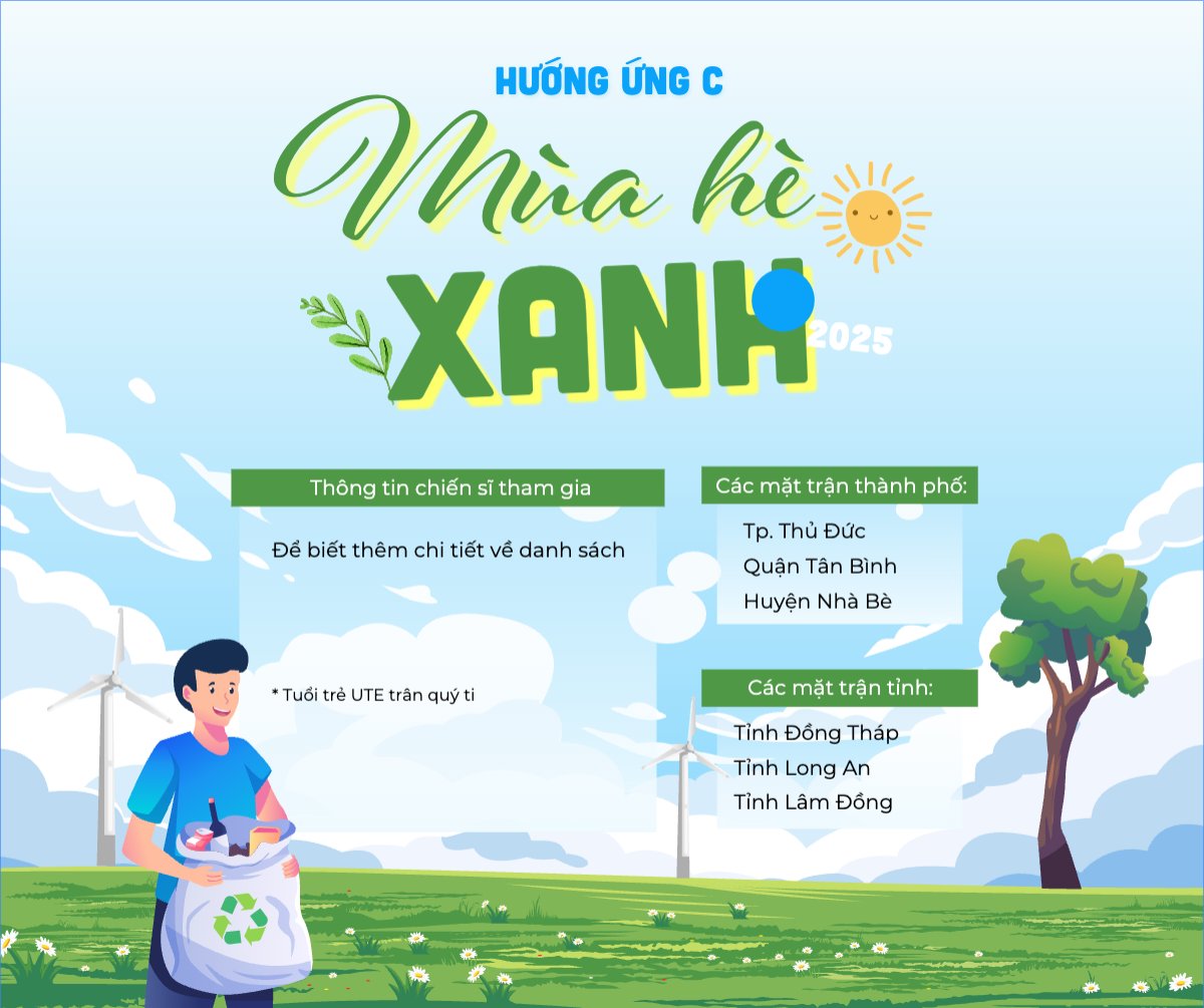 Mẫu Bài post MXH ngang Mùa hè xanh, tình nguyện, thiện nguyện, nhập học, giáo dục, education, school, trường học — LayerPic