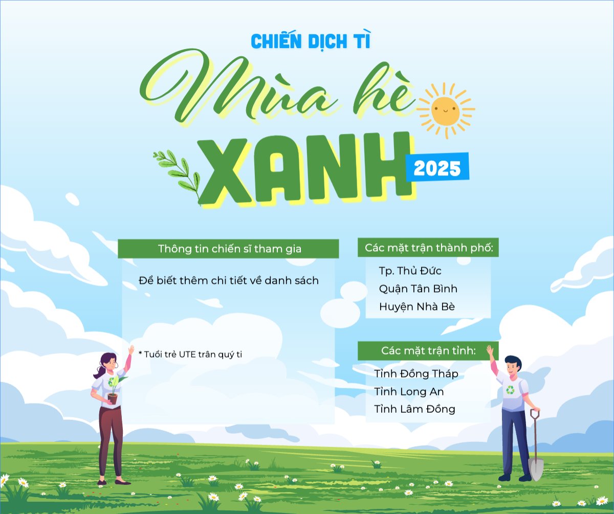 Mẫu Bài post MXH ngang Mùa hè xanh, tình nguyện, thiện nguyện, nhập học, giáo dục, education, school, trường học — LayerPic