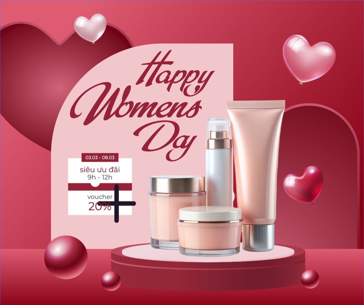 Mẫu Bài post MXH ngang Ngày phụ nữ Việt Nam, women's day, 20/10, sự kiện, event, chương trình, sale, giải trí, entertainment — LayerPic