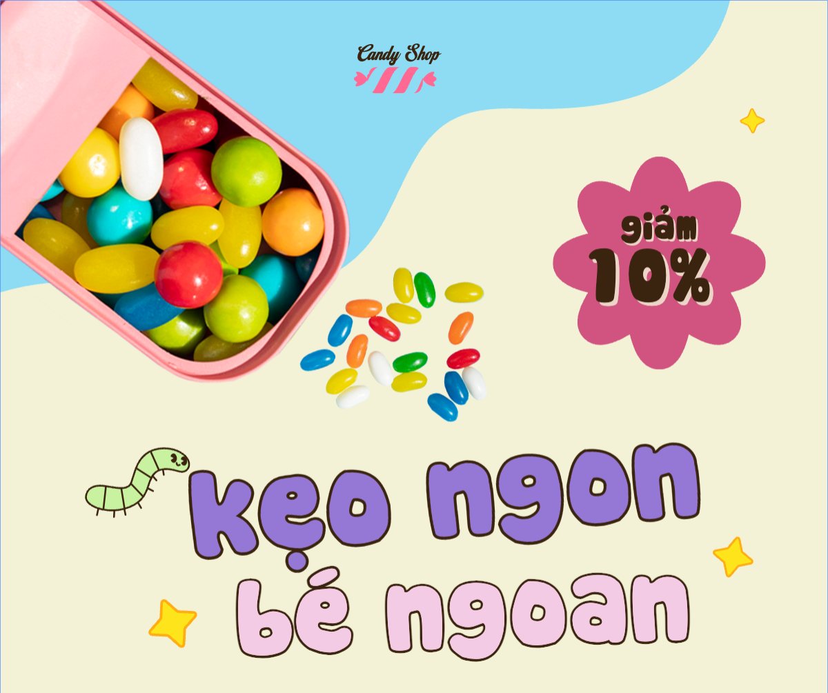 Mẫu Bài post MXH ngang Kẹo, candy, Đồ ăn, food, thực phẩm, ẩm thực, món ăn, F&B, nhà hàng, thức ăn — LayerPic
