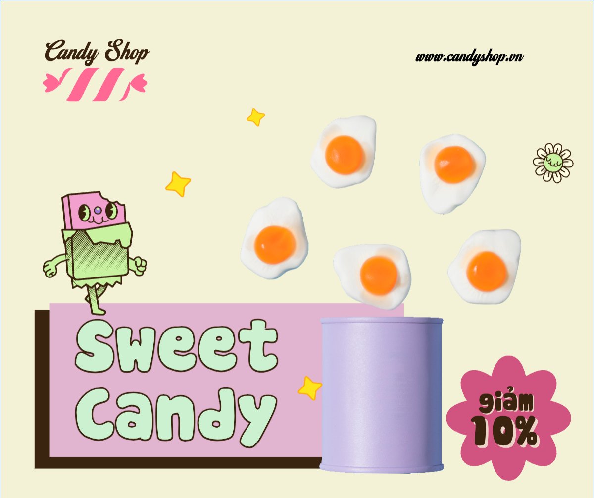 Mẫu Bài post MXH ngang Kẹo, candy, Đồ ăn, food, thực phẩm, ẩm thực, món ăn, F&B, nhà hàng, thức ăn — LayerPic