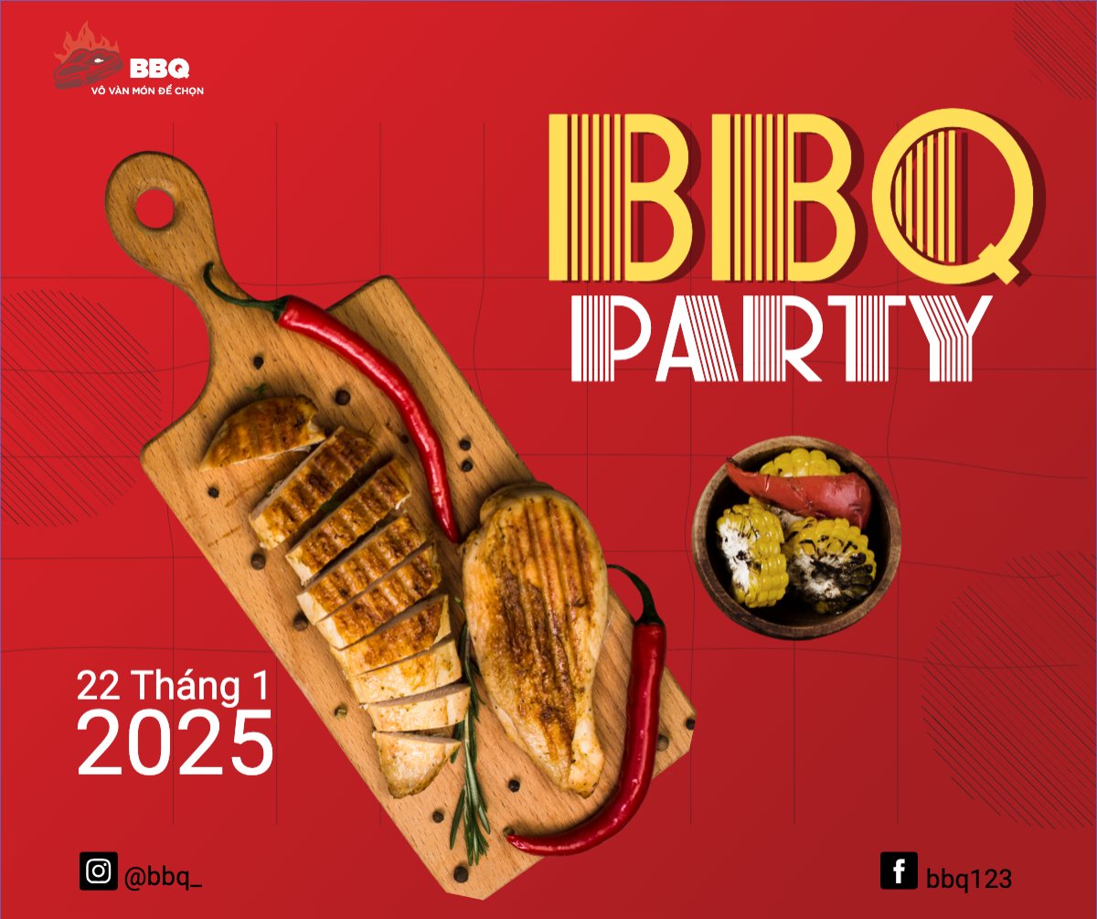 Mẫu Bài post MXH ngang Đồ ăn, food, thực phẩm, ẩm thực, món ăn, F&B, nhà hàng, thức ăn,grilled beef, buffet, bò nướng, bbq — LayerPic