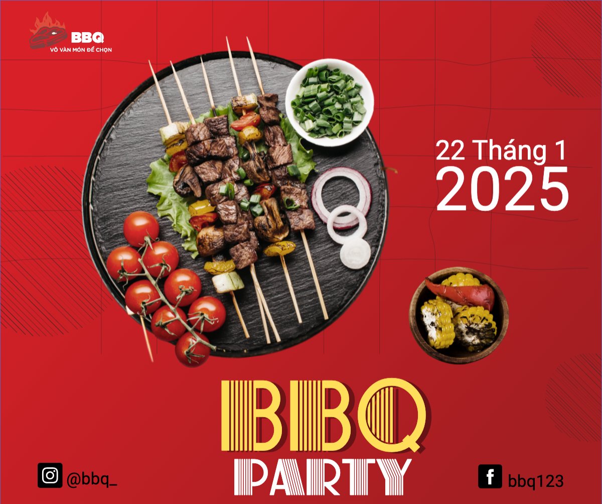 Mẫu Bài post MXH ngang Đồ ăn, food, thực phẩm, ẩm thực, món ăn, F&B, nhà hàng, thức ăn,grilled beef, buffet, bò nướng, bbq — LayerPic