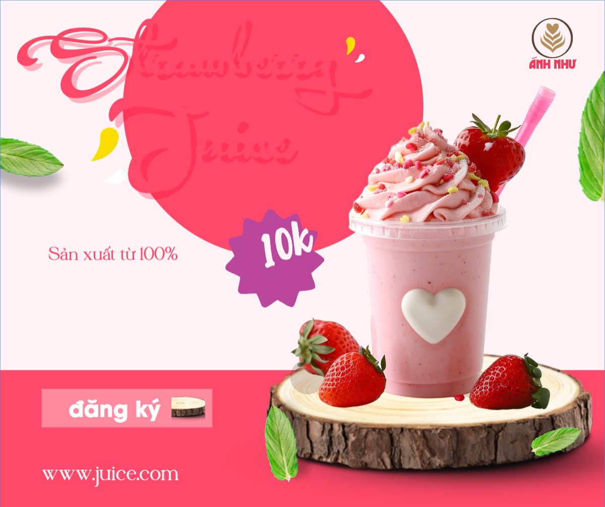 Nước uống, juice, giải khát, F&B, drink,sinh tố dâu, Strawberry juice
