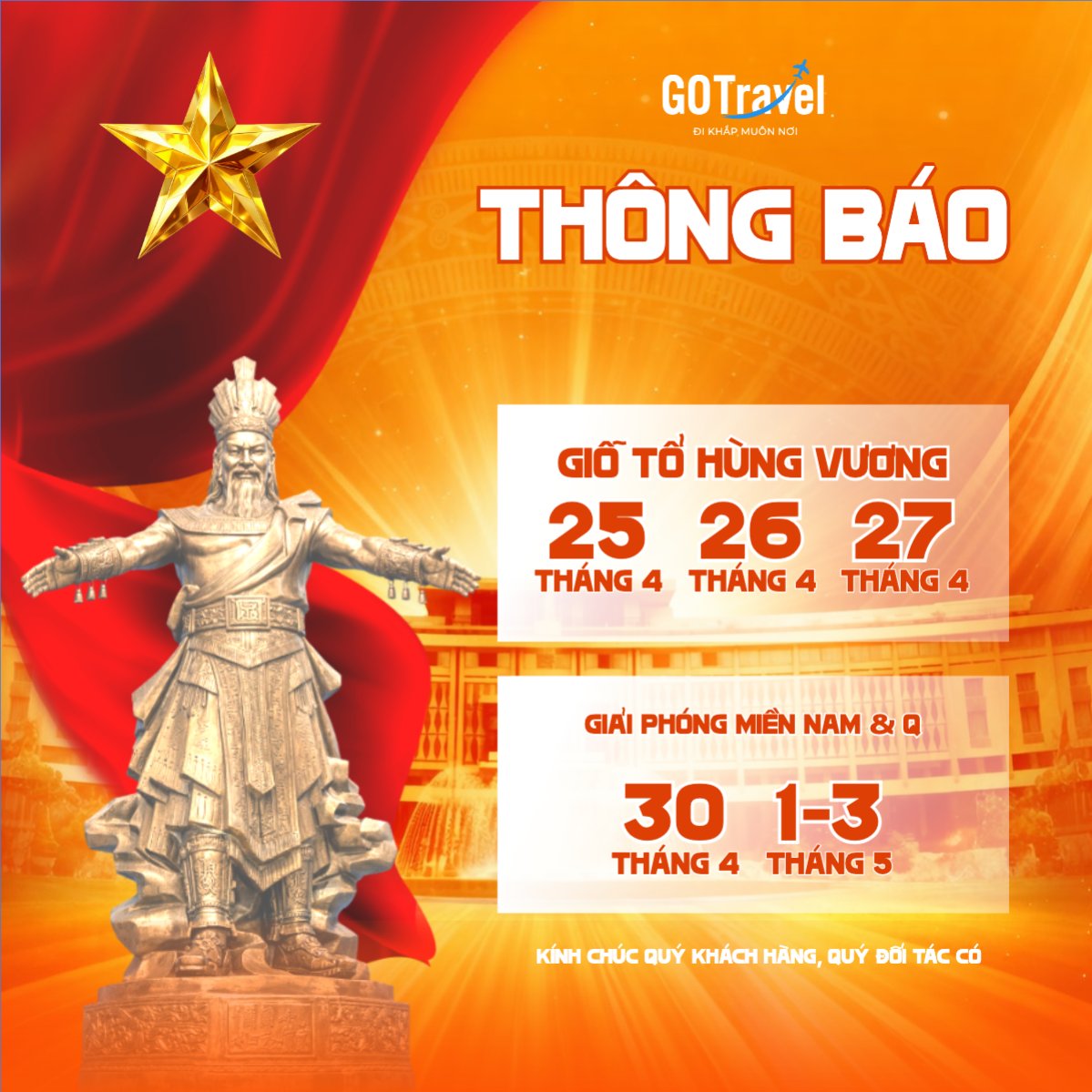 Mẫu Bài post MXH vuông Lịch nghỉ lễ 2026 — LayerPic