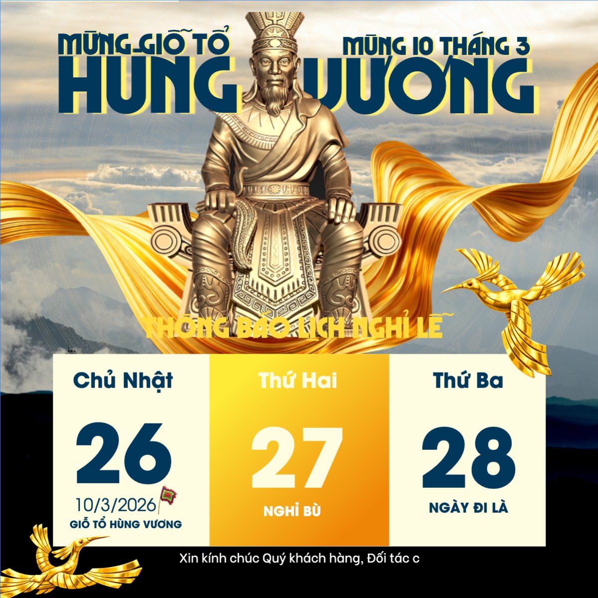Mẫu Bài post MXH vuông Lịch nghỉ lễ Giỗ Tổ Hùng Vương — LayerPic