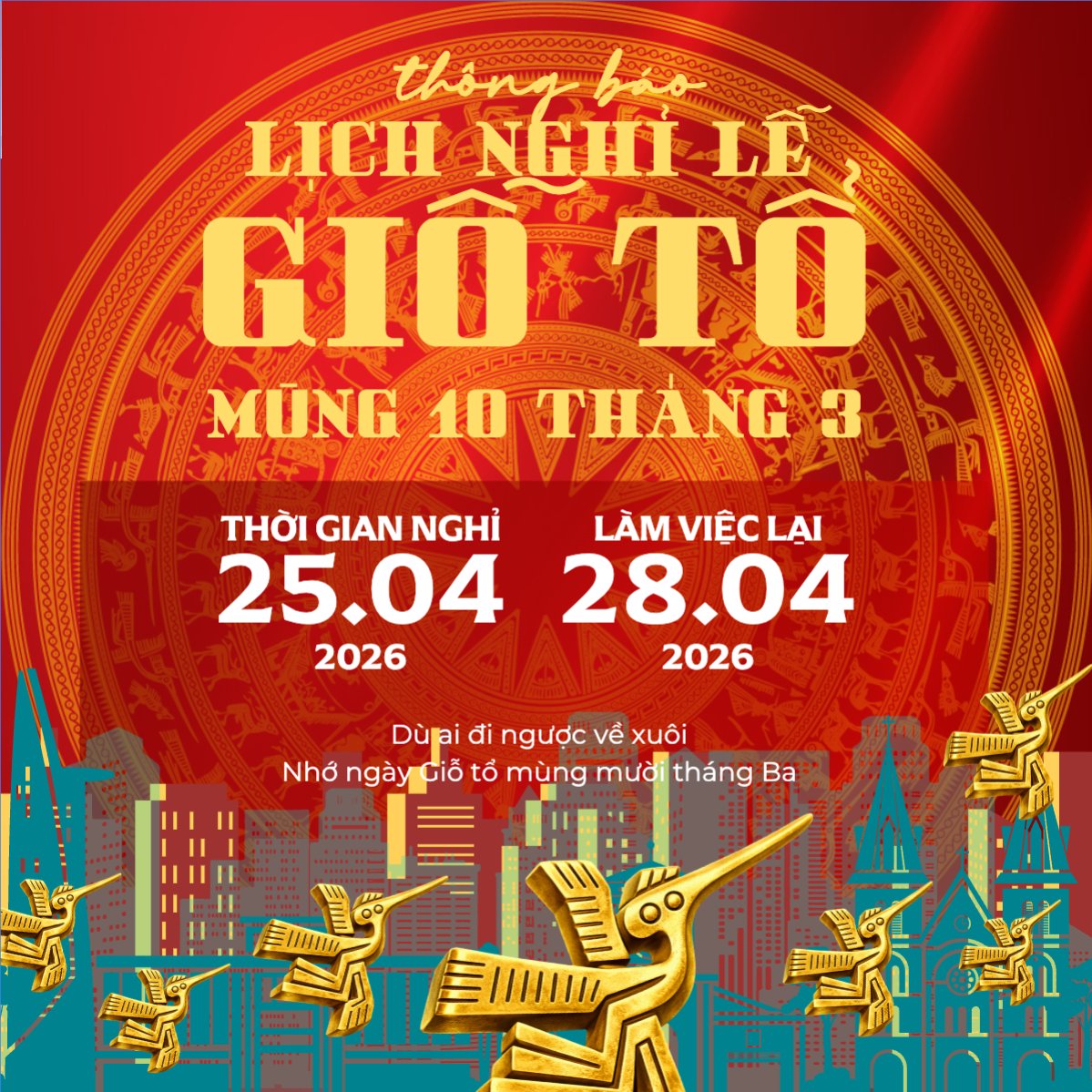 Mẫu Bài post MXH vuông Lịch nghỉ lễ Giỗ Tổ Hùng Vương — LayerPic