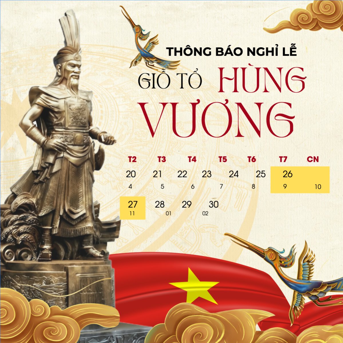 Mẫu Bài post MXH vuông Lịch nghỉ lễ — LayerPic