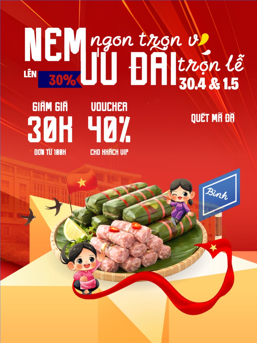 Mẫu Banner dọc Nem ngon trọn vị ưu đãi trọn lễ — LayerPic
