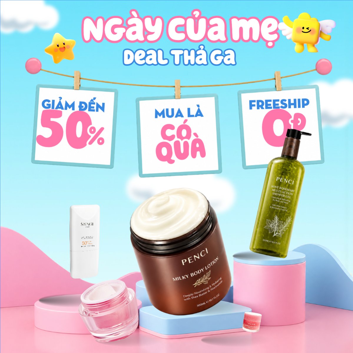 Mẫu Bài post MXH vuông Ngày của mẹ deal thả ga — LayerPic