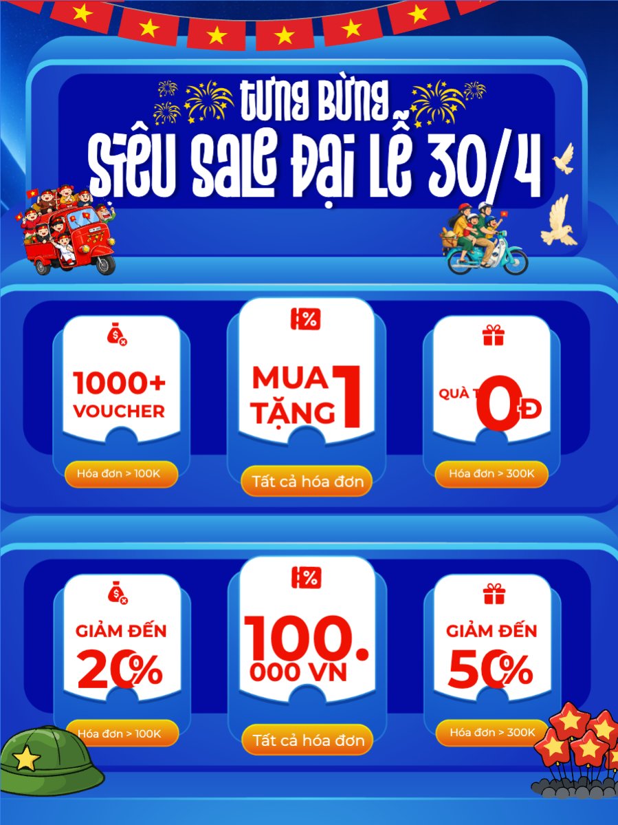 Mẫu Banner dọc Tưng bừng siêu sale đại lễ 30/4 — LayerPic