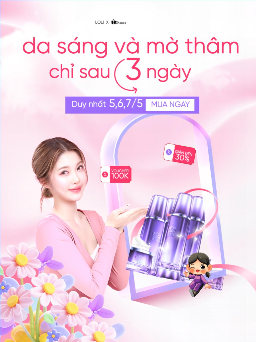 Mẫu Banner dọc Da sáng và mờ thâm sau 3 ngày — LayerPic